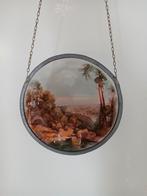 Vintage Glazen Schilderijtje Landschap, Ophalen of Verzenden