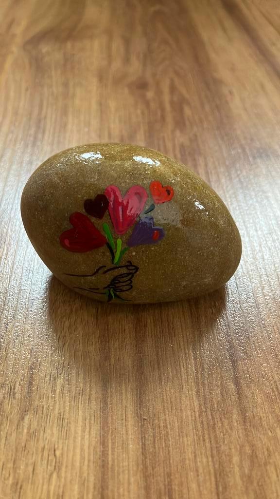 Beschilderde steen bedankt, Hobby en Vrije tijd, Schilderen, Zo goed als nieuw, Ophalen of Verzenden