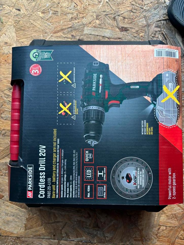 Parkside Accuboormachine 20V - Nieuw!, Doe-het-zelf en Verbouw, Gereedschap | Boormachines, Nieuw, Boor- en Schroefmachine, Minder dan 400 watt