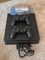 PS4 Slim 500GB + 2 Controllers + Games, Spelcomputers en Games, Spelcomputers | Sony PlayStation 4, Met 2 controllers, Ophalen of Verzenden