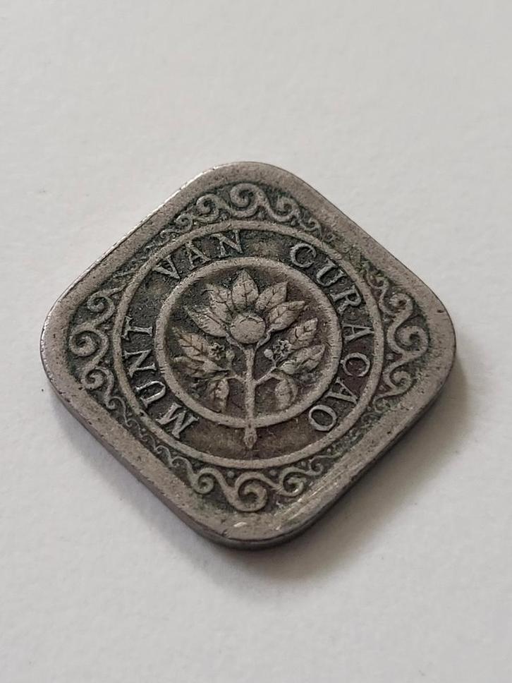 Munt Curaçao 5 cent vierkante stuiver 1948, Postzegels en Munten, Munten | Nederland, Losse munt, 5 cent, Koningin Wilhelmina