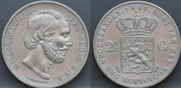 Mooie rijksdaalder 1868 - 2 1/2 gulden 1868 - Willem 3 beschikbaar voor biedingen