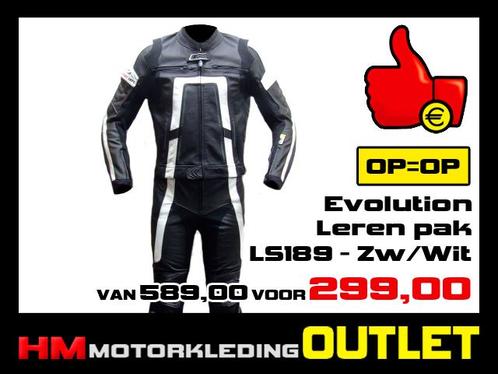 Leren motorpak Evo LS189 Berik style Zw-Wit - Maat MEN 48, Motoren, Kleding | Motorkleding, Combipak, Heren, Nieuw met kaartje