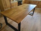 Industriële eikenhouten eettafel 6 personen 220x100 cm, Huis en Inrichting, Tafels | Eettafels, Ophalen, Gebruikt, Eikenhout, 200 cm of meer