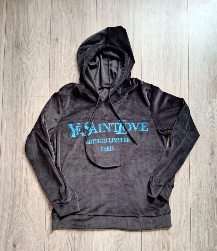 Velours hoodie Ye Saint Love Édition Limitée Paris 36 38 S/M, Kleding | Dames, Zwart, Ophalen of Verzenden, Zo goed als nieuw