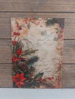 Vintage look kerst-kaart met kerststukje o.a. rode kerstster, Ophalen of Verzenden, 1980 tot heden, Ongelopen, Feest(dag)