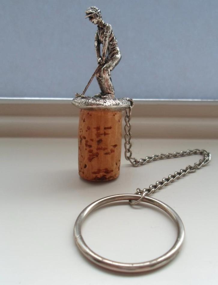 Metalen Flessenstopper met afbeelding golfer., Antiek en Kunst, Curiosa en Brocante, Ophalen of Verzenden