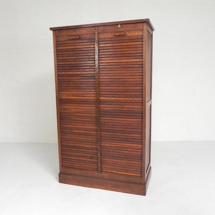 Eiken rolluikkast met 2 luiken, 150 cm hoog, Huis en Inrichting, Kasten | Roldeurkasten en Archiefkasten, Nieuw, 100 tot 150 cm
