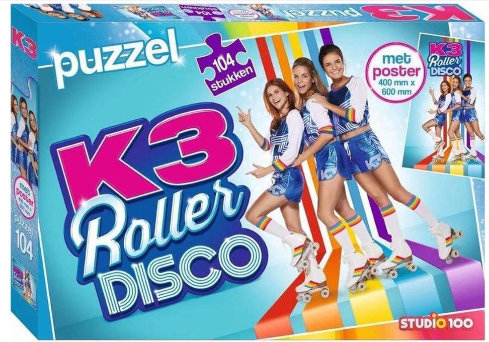 K3 roller disco puzzel 104 stukjes, Ophalen of Verzenden, Minder dan 500 stukjes