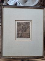 Ets Poppe Damave landschap met boom 9x10, Ophalen of Verzenden