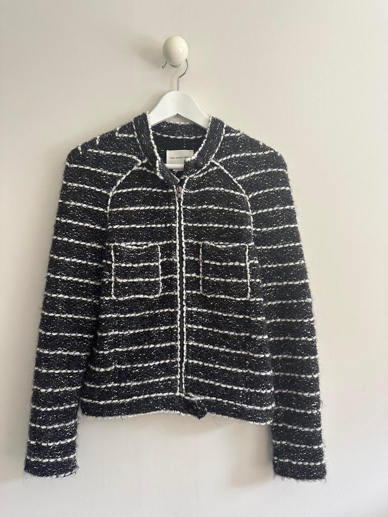 Isabel Marant Étoile Jasje - Zwart/Wit - Maat XS/S, Kleding | Dames, Zwart, Ophalen of Verzenden, Zo goed als nieuw, Jasje