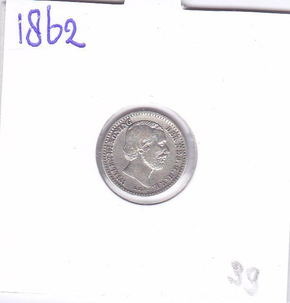 10 cent 1862 Willem 3 voor 39 euro. **, Postzegels en Munten, Munten | Nederland, Losse munt, 10 cent, Koning Willem III, Zilver