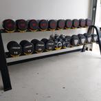Nieuw Urethane Dumbells Set  5 kilo tot 36 kilo+ Dumbellrek, Ophalen, Zo goed als nieuw, Dumbbell