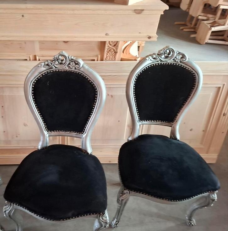 2x GRATIS  zwarte barok stoelen fluweel, Huis en Inrichting, Stoelen, Twee, Zwart, Ophalen