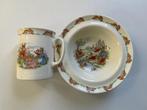 Royal Doulton 'Bunnykins', beker en bordje, Fine Bone China, Gebruikt, Verzenden, Overige typen, Overige stijlen