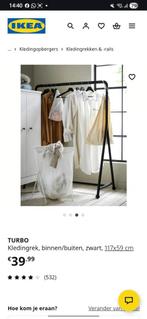 Kledingrek/kapstok zwart Ikea, Huis en Inrichting, Woonaccessoires | Kapstokken, Ophalen, 100 tot 150 cm, Zo goed als nieuw, Staande kapstok