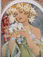 Litho Alphonse Mucha flowers Jugendstil Print Poster, Antiek en Kunst, Verzenden