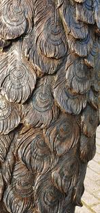 Bronzen beeld / PAUWEN op BOOMSTRONK / nieuw, Tuin en Terras, Tuinbeelden, Ophalen, Nieuw, Peize, Info@huisentuindecoratiemarie.nl