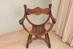 prachtige massief Eiken Savonarola Dagobert stoel, Antiek en Kunst, Antiek | Meubels | Stoelen en Banken, Ophalen