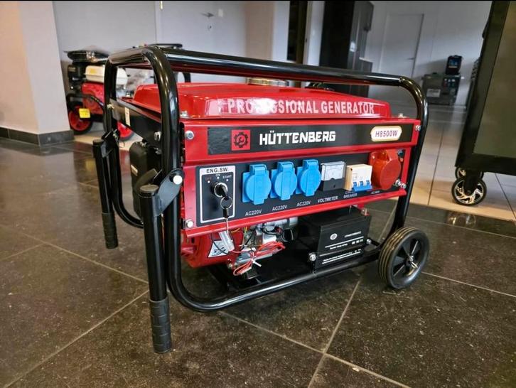 Hüttenberg H8500W Generator - Nieuwstaat!, Doe-het-zelf en Verbouw, Aggregaten, Nieuw, Benzine, 5 tot 10 kVA, Elektrisch startend