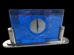 Antieke Art Deco klok 8 days blauw glas skyscraper, Antiek en Kunst, Antiek | Klokken, Ophalen of Verzenden