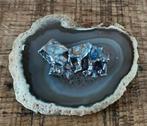 Mooie broche van agaat en marcasiet, Ophalen of Verzenden, Gebruikt, Zilver, Overige materialen