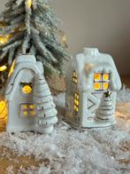 2 wit met goud kersthuisjes jaren 80 waxinelichtjes, Diversen, Kerst, Ophalen of Verzenden