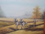 schilderij ploegende boer, Antiek en Kunst, Kunst | Schilderijen | Klassiek, Ophalen of Verzenden