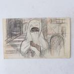 Claes Huisman (1885-1973) portret tekening Oosterse vrouw, Verzenden