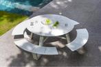Rondino Picknicktafel Aluminium Wit - Incl. Kussen, Ophalen, Zo goed als nieuw, Rond, Aluminium