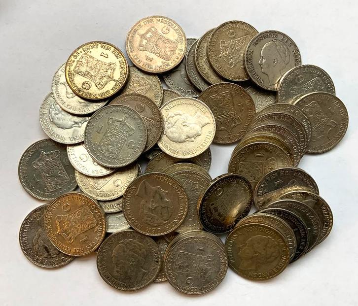50x 1 Gulden zilver | wilhelmina 1922-1940, Postzegels en Munten, Munten | Nederland, Koningin Wilhelmina, Zilver, Ophalen of Verzenden