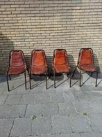 Charlotte Perriand Eetkamerstoelen - Set van 4, Huis en Inrichting, Gebruikt, Bruin, Vintage, Ophalen of Verzenden