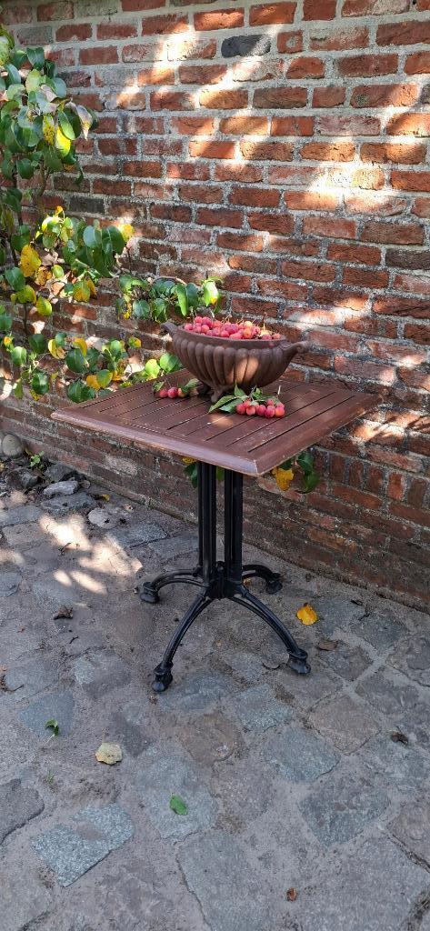 Vintage Franse tuintafel - bistrotafel, Tuin en Terras, Tuintafels, Gebruikt, Vierkant, Aluminium, Ophalen