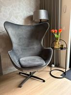 Grijze Egg Chair - Velours, Draaibaar, Beschermd!, Huis en Inrichting, Fauteuils, Ophalen, Zo goed als nieuw, Stof, 75 tot 100 cm