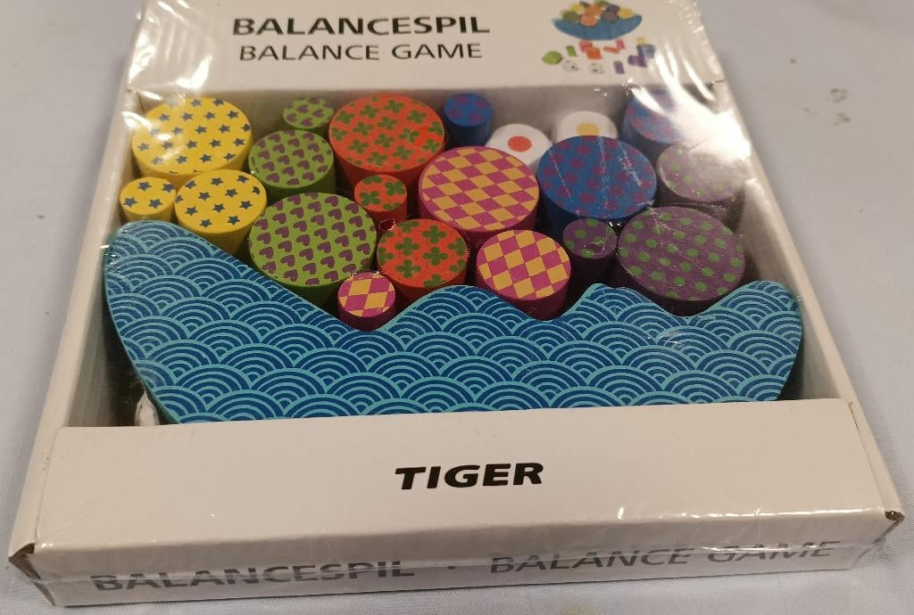 Tiger balansspel hout 19x19 cm met blokjes en dobbelsteen, Kinderen en Baby's, Speelgoed | Houten speelgoed, Ophalen of Verzenden