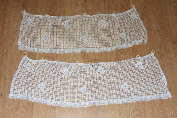 Set 15 antieke vitrage valletjes gordijn kant bloemen, Antiek en Kunst, Antiek | Kleden en Textiel, Ophalen of Verzenden