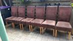 6 eethoek stoelen., Ophalen, Gebruikt, Bruin, Stof