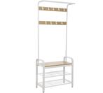 zitbank en schoenenrek - Wit - 77x33,7x183, Huis en Inrichting, Ophalen, Hout, Wandkapstok, Minder dan 100 cm