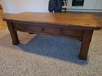 Grote salontafel met afgeronde hoeken en lade, Ophalen, Gebruikt, 100 tot 150 cm, Eikenhout