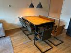 Eetkamertafel + 5x stoel, bank en lampen, Ophalen, Gebruikt, 200 cm of meer, 50 tot 100 cm