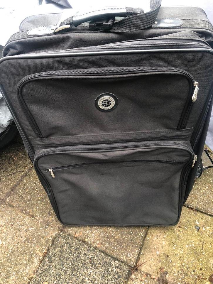 Zwarte Trolley Reistas, Sieraden, Tassen en Uiterlijk, Koffers, Gebruikt, Hard kunststof, 50 tot 60 cm, 35 tot 45 cm, Uitschuifbare handgreep