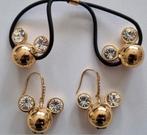 Disney coutore:Mickey Mouse Oorbellen & Haar Elastiekjes Set, Ophalen of Verzenden, Nieuw, Goud, Met strass