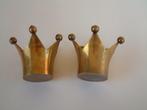 2 vintage koperen kroon kandelaars voor waxinelichtjes, Ophalen of Verzenden, Brons of Koper, Kandelaar