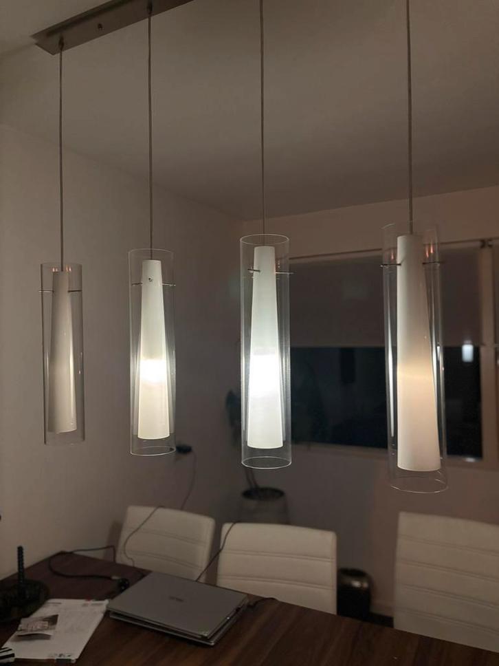 Moderne Hanglamp voor Eettafel, Huis en Inrichting, Lampen | Hanglampen, Gebruikt, Minder dan 50 cm, Glas, Ophalen of Verzenden