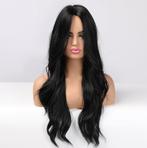 Zwarte Lange Pruik Met Slag Zwart Haar Dames Vrouwen Wig, Verzenden, Nieuw, Pruik of Haarverlenging