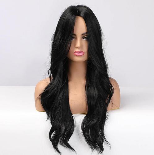 Zwarte Lange Pruik Met Slag Zwart Haar Dames Vrouwen Wig, Sieraden, Tassen en Uiterlijk, Uiterlijk | Haarverzorging, Nieuw, Pruik of Haarverlenging