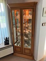 Hoek vitrine kast met verlichting en glazen schappen, Ophalen, Met deur(en), Klassiek, Eikenhout