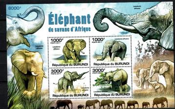 burundi 2011 pf blok olifanten elephans wildlife zoogdieren beschikbaar voor biedingen