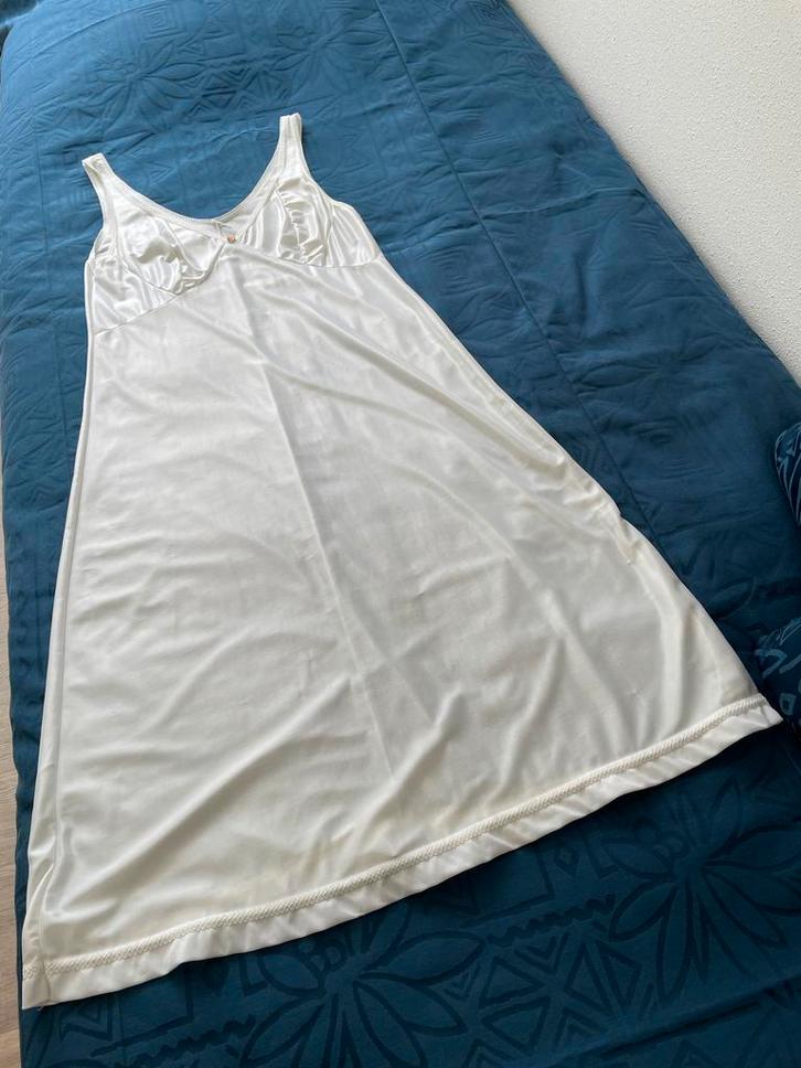 Vintage Witte Onderjurk/Nachthemd - Jaren '60 - Maat 44, Antiek en Kunst, Antiek | Kleding en Accessoires, Ophalen of Verzenden