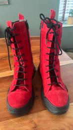 VDR via delle Rose rode suede laarzen 37/73,5, Kleding | Dames, Ophalen of Verzenden, Zo goed als nieuw, Rood, Hoge laarzen